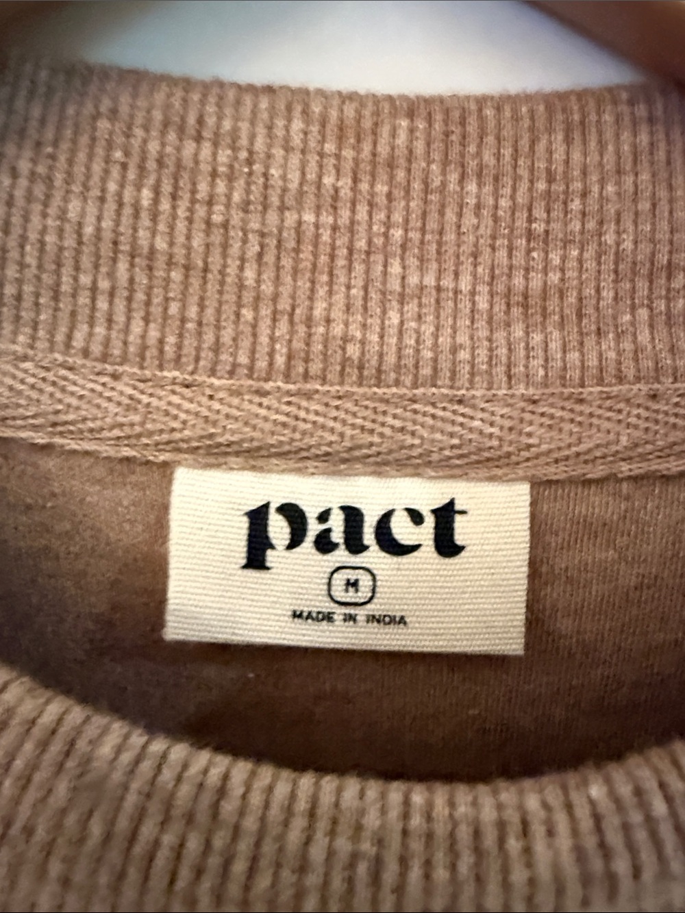 Pact Classic Mock Fine Knit Shell Cotton Sesame Heather Brown Size Medium - Picture 3 of 5